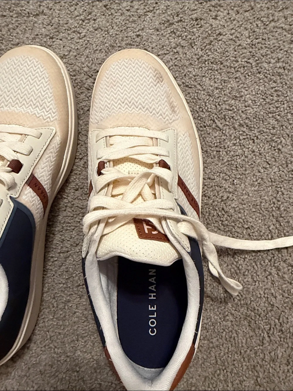 Cole Haan Cream, Navy & Brown Men’s Lightweight Sneakers